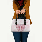 New Zealand Nurses RN Personalised Leather Bag Pink Stethoscope Coquette Bow Maori Motif