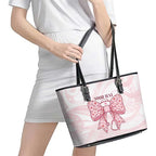 New Zealand Nurses RN Personalised Leather Tote Bag Pink Stethoscope Coquette Bow Maori Motif