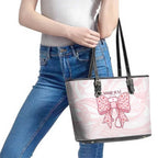 New Zealand Nurses RN Personalised Leather Tote Bag Pink Stethoscope Coquette Bow Maori Motif