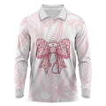 New Zealand Nurses RN Personalised Long Sleeve Polo Shirt Pink Stethoscope Coquette Bow Maori Motif