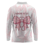 New Zealand Nurses RN Personalised Long Sleeve Polo Shirt Pink Stethoscope Coquette Bow Maori Motif