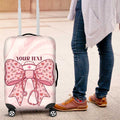 New Zealand Nurses RN Personalised Luggage Cover Pink Stethoscope Coquette Bow Maori Motif