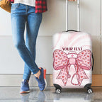 New Zealand Nurses RN Personalised Luggage Cover Pink Stethoscope Coquette Bow Maori Motif