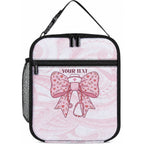 New Zealand Nurses RN Personalised Lunch Bag Pink Stethoscope Coquette Bow Maori Motif