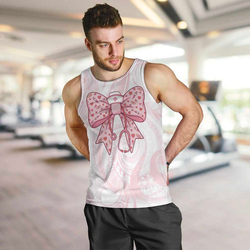 New Zealand Nurses RN Personalised Men Tank Top Pink Stethoscope Coquette Bow Maori Motif