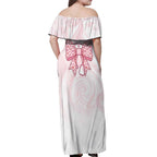 New Zealand Nurses RN Personalised Off Shoulder Maxi Dress Pink Stethoscope Coquette Bow Maori Motif