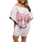 New Zealand Nurses RN Personalised Off Shoulder Short Dress Pink Stethoscope Coquette Bow Maori Motif