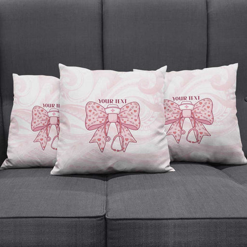 New Zealand Nurses RN Personalised Pillow Cover Pink Stethoscope Coquette Bow Maori Motif