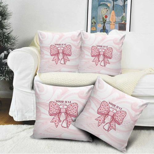 New Zealand Nurses RN Personalised Pillow Cover Pink Stethoscope Coquette Bow Maori Motif