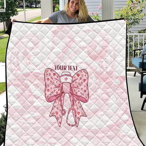 New Zealand Nurses RN Personalised Quilt Pink Stethoscope Coquette Bow Maori Motif