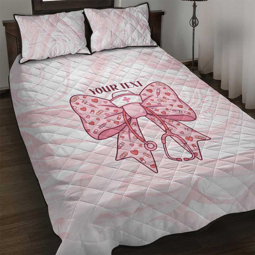 New Zealand Nurses RN Personalised Quilt Bed Set Pink Stethoscope Coquette Bow Maori Motif