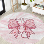 New Zealand Nurses RN Personalised Round Carpet Pink Stethoscope Coquette Bow Maori Motif