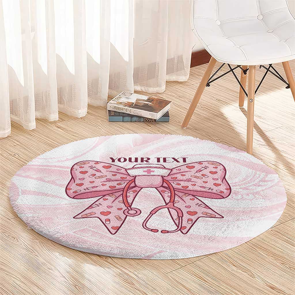 New Zealand Nurses RN Personalised Round Carpet Pink Stethoscope Coquette Bow Maori Motif