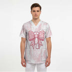 New Zealand Nurses RN Personalised Scrub Top Pink Stethoscope Coquette Bow Maori Motif