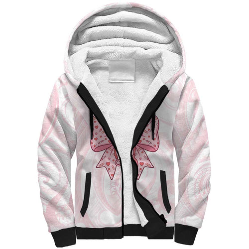 New Zealand Nurses RN Personalised Sherpa Hoodie Pink Stethoscope Coquette Bow Maori Motif