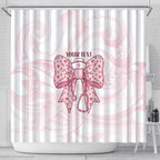 New Zealand Nurses RN Personalised Shower Curtain Pink Stethoscope Coquette Bow Maori Motif