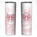 New Zealand Nurses RN Personalised Skinny Tumbler Pink Stethoscope Coquette Bow Maori Motif