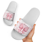 New Zealand Nurses RN Personalised Slide Sandals Pink Stethoscope Coquette Bow Maori Motif