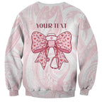 New Zealand Nurses RN Personalised Sweatshirt Pink Stethoscope Coquette Bow Maori Motif