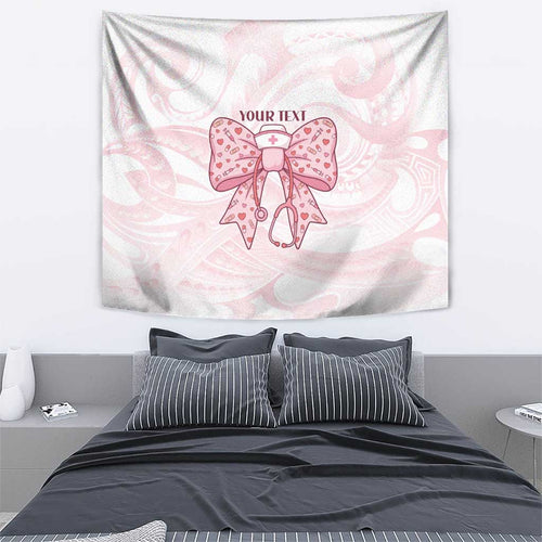New Zealand Nurses RN Personalised Tapestry Pink Stethoscope Coquette Bow Maori Motif