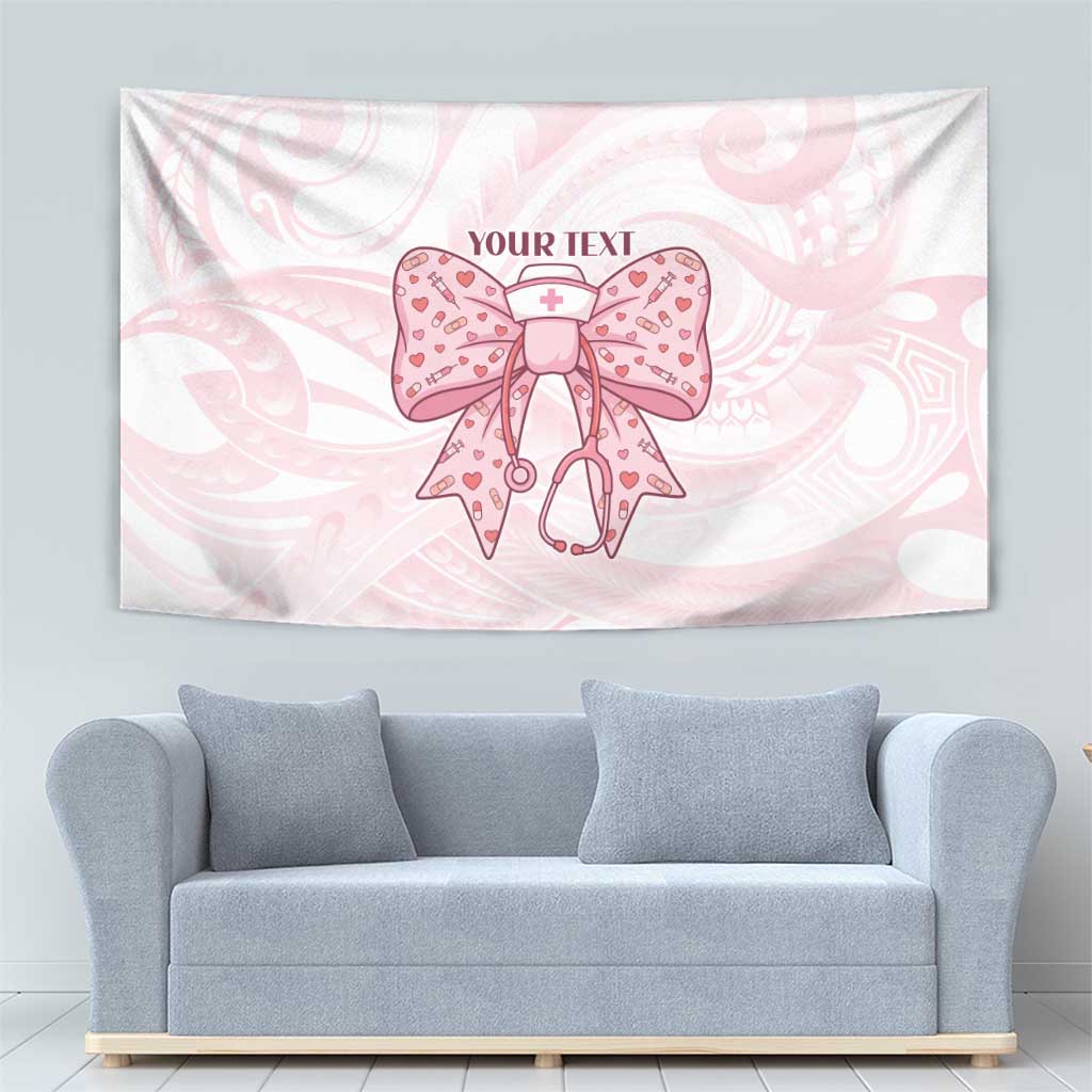 New Zealand Nurses RN Personalised Tapestry Pink Stethoscope Coquette Bow Maori Motif