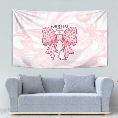 New Zealand Nurses RN Personalised Tapestry Pink Stethoscope Coquette Bow Maori Motif