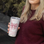 New Zealand Nurses RN Personalised Tumbler Cup Pink Stethoscope Coquette Bow Maori Motif