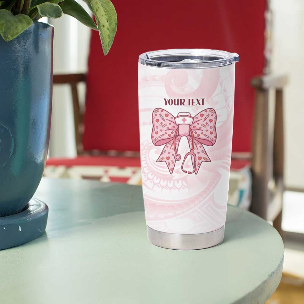 New Zealand Nurses RN Personalised Tumbler Cup Pink Stethoscope Coquette Bow Maori Motif