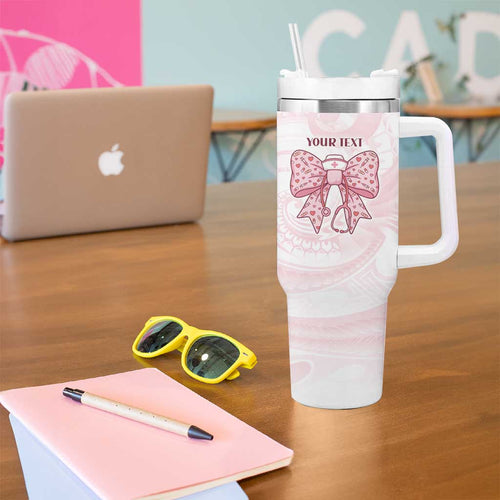 New Zealand Nurses RN Personalised Tumbler With Handle Pink Stethoscope Coquette Bow Maori Motif