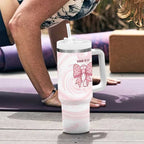 New Zealand Nurses RN Personalised Tumbler With Handle Pink Stethoscope Coquette Bow Maori Motif