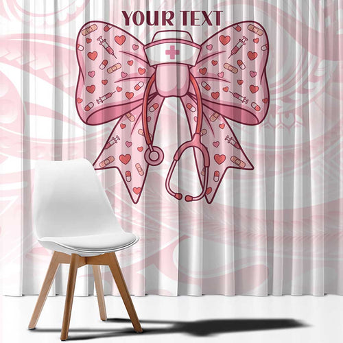 New Zealand Nurses RN Personalised Window Curtain Pink Stethoscope Coquette Bow Maori Motif