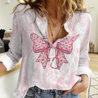 New Zealand Nurses RN Personalised Women Casual Shirt Pink Stethoscope Coquette Bow Maori Motif