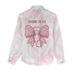 New Zealand Nurses RN Personalised Women Casual Shirt Pink Stethoscope Coquette Bow Maori Motif