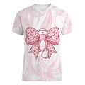 New Zealand Nurses RN Personalised Women V-Neck T-Shirt Pink Stethoscope Coquette Bow Maori Motif