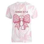 New Zealand Nurses RN Personalised Women V-Neck T-Shirt Pink Stethoscope Coquette Bow Maori Motif