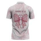 New Zealand Nurses RN Personalised Zipper Polo Shirt Pink Stethoscope Coquette Bow Maori Motif