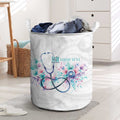 New Zealand Nurses RN Personalised Laundry Basket Stethoscope Floral Maori Motif