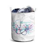 New Zealand Nurses RN Personalised Laundry Basket Stethoscope Floral Maori Motif