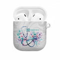 New Zealand Nurses RN Personalised AirPods Case Stethoscope Floral Maori Motif