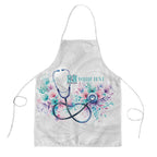 New Zealand Nurses RN Personalised Apron Stethoscope Floral Maori Motif