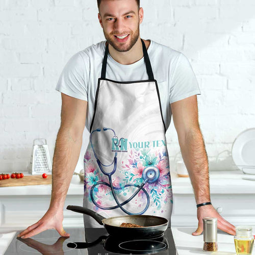 New Zealand Nurses RN Personalised Apron Stethoscope Floral Maori Motif
