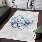 New Zealand Nurses RN Personalised Area Rug Stethoscope Floral Maori Motif