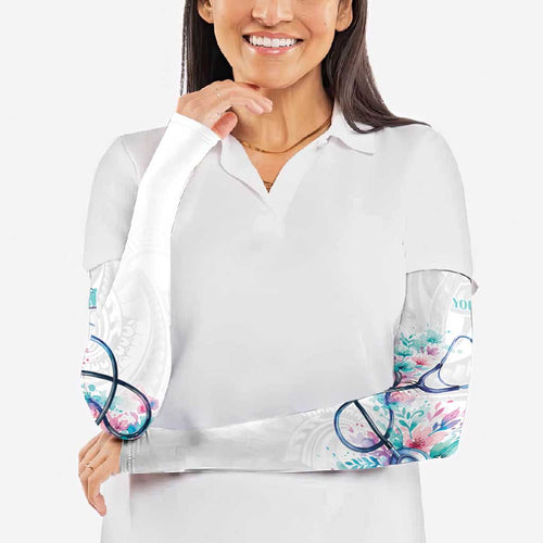 New Zealand Nurses RN Personalised Arm Sleeves Stethoscope Floral Maori Motif