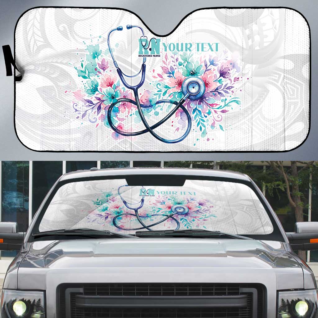 New Zealand Nurses RN Personalised Auto Sun Shade Stethoscope Floral Maori Motif