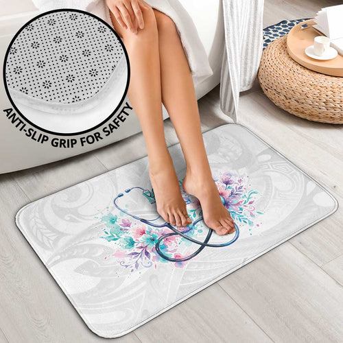 New Zealand Nurses RN Personalised Bathroom Set Stethoscope Floral Maori Motif