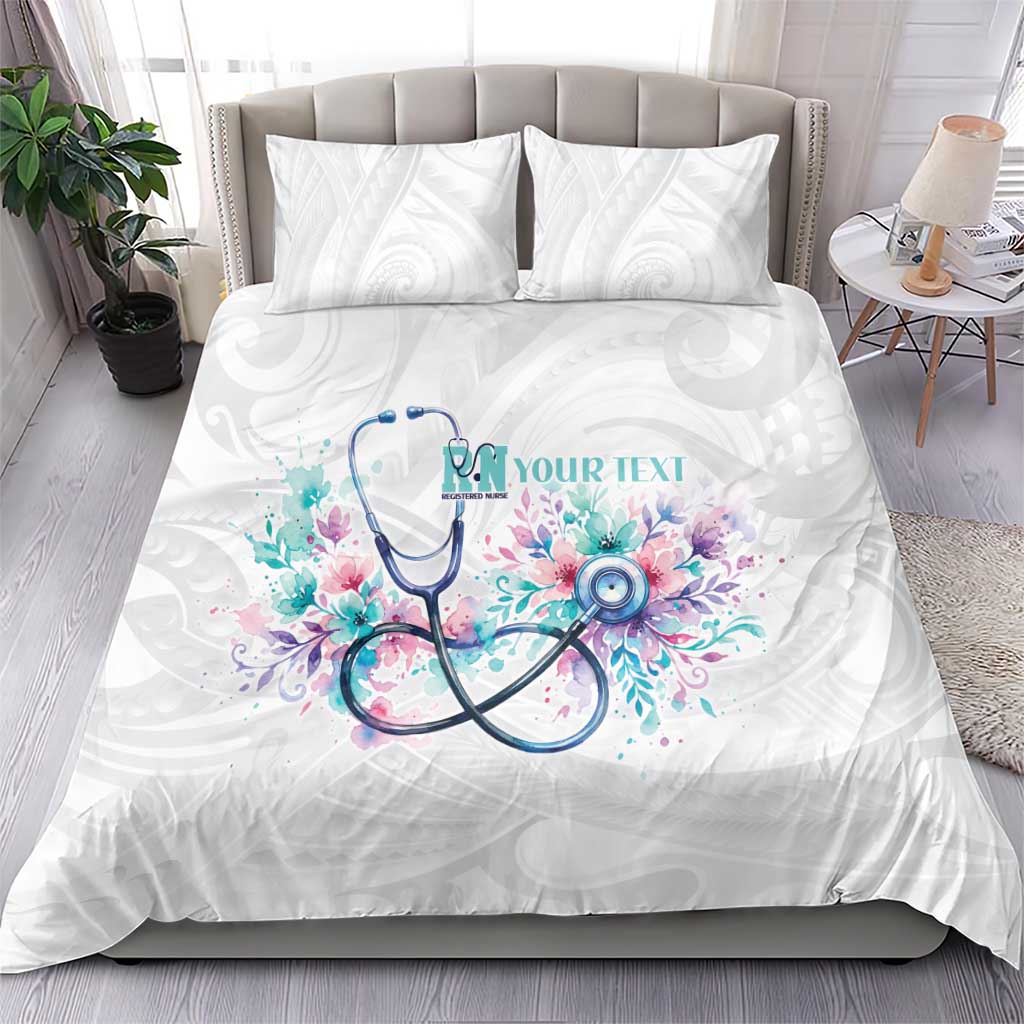 New Zealand Nurses RN Personalised Bedding Set Stethoscope Floral Maori Motif