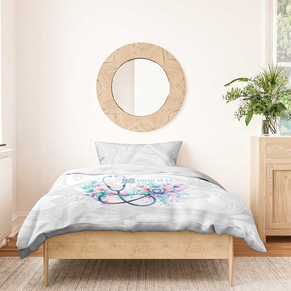 New Zealand Nurses RN Personalised Bedding Set Stethoscope Floral Maori Motif