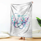 New Zealand Nurses RN Personalised Blanket Stethoscope Floral Maori Motif