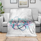 New Zealand Nurses RN Personalised Blanket Stethoscope Floral Maori Motif