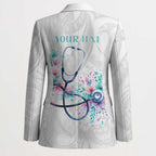 New Zealand Nurses RN Personalised Blazer Stethoscope Floral Maori Motif